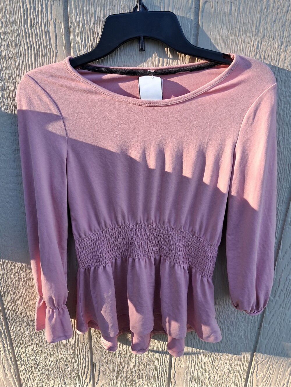 NWT Women's Pink Smocked Peplum Top Size M